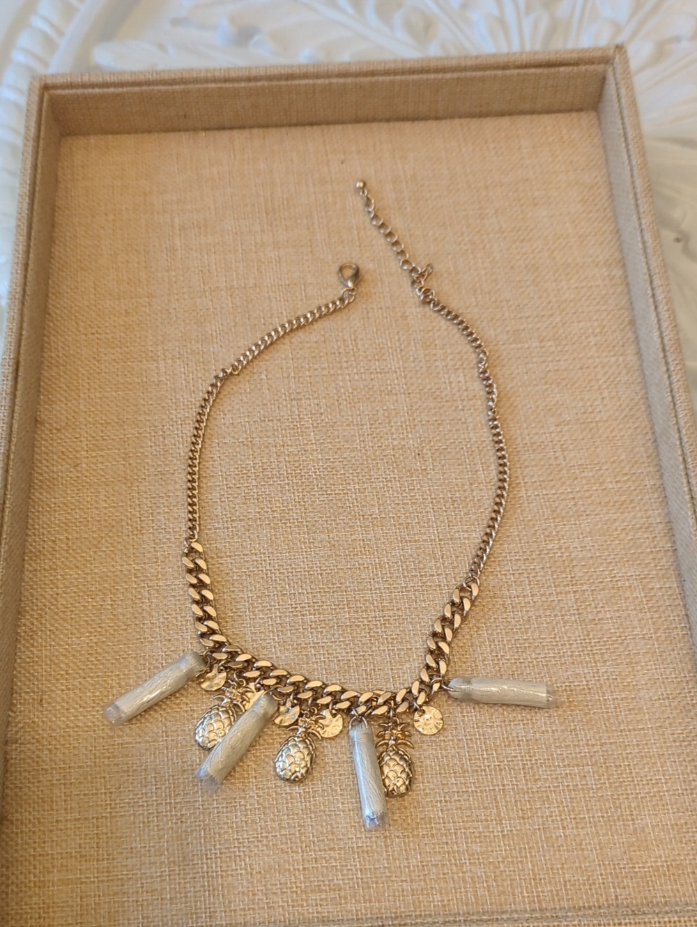 Gold Pineapple Teasel Statement Neckles